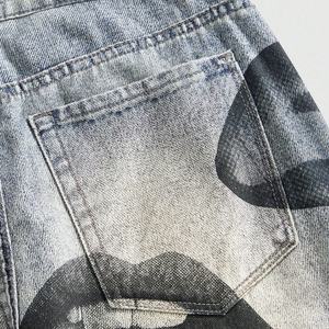 <span class=keywords><strong>Jeans</strong></span> Stampati da <span class=keywords><strong>Uomo</strong></span> Stile Punk Casual Nero Bianco Ecologici Traspiranti Gamba Larga Designer Nightclub - Product Image 3