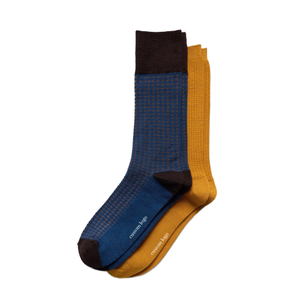 Chaussettes mi-mollet pour hommes, motif pois moutarde, tricotées en coton, polyester et élasthanne, respirantes, pour usage quotidien en automne, logo personnalisé - Product Image 1