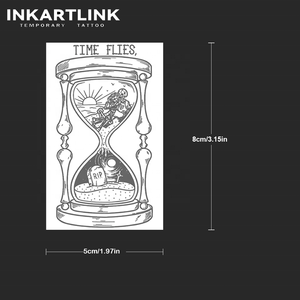 Tatuaje Semipermanente de Diseño Artístico de Calavera con Reloj de Arena Surrealista, Resistente al Agua, con Jugo de Fruta Natural, Dura 2 Semanas - Product Image 4