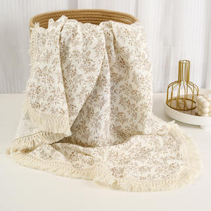 Couverture Bébé en Coton Double Couche à Franges Florales en Mousseline pour Nouveau-né – Couette d'Été - Product Image 1
