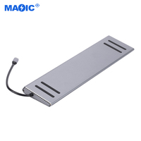 Perangkat Keras Komputer Perangkat Lunak Tipe C ke Dual untuk USB 3.0 Ethernet Hub 12 in 1 USB C Docking Station Aluminium Alloy Tersedia