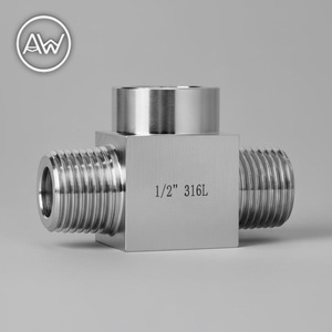 Stainless Steel Tee Fitting 1/2 Inch 316L Internal And External Thread Square Section ASTM Standard - Product Image 1
