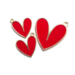 Heart Shape Zinc Alloy Pendant Red Enamel DIY Jewelry Findings For <b>Necklace</b> Making F0119 - Product Image 5