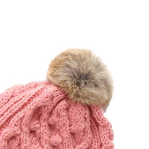 Bonnet en tricot torsadé d'hiver-Chapeau à pompon en fausse <span class=keywords><strong>fourrure</strong></span> pour hommes et femmes - Product Image 3