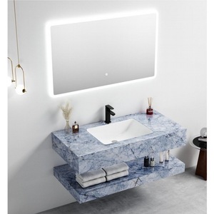 Mueble de Baño Gris CR de 100 cm con Lavabo Integrado de Doble Capa de Piedra y Espejo Inteligente - Product Image 2