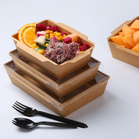 Groothandel Kraftpapier Kartonnen Salade Fruit Afhaalkartonnen Lunchverpakking met logo en venster