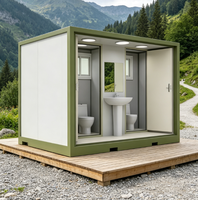 Unité de toilettes préfabriquée à double compartiment, emballage plat, norme européenne, pour chantier de construction, camp de travailleurs, toilettes préfabriquées à double compartiment