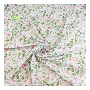 Nouveau Design Floral & Leaves Print Tissu Chiffon 100% Polyester Tissu Pour Robes De Femmes