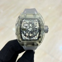 Montre mécanique automatique de luxe tendance et élégante de haute qualité 3502 avec boîtier en cristal en forme de tonneau, tourbillon, étanche pour hommes