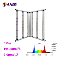 Lampes de culture LED ANDY pliables à spectre complet en aluminium IP54 pour plantes d'intérieur 4x4FT 650W avec puces pour la floraison