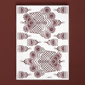 สติกเกอร์ลายเฮนน่าชั่วคราวแบบกันน้ำสำหรับผู้หญิงช่วงรอมฎอน ลายมือสองมือสองนิ้ว สีแดงเลือดหมู - Product Image 2