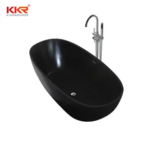 优雅的黑色丙烯酸树脂固体表面浴缸浴室漩涡浴缸带排水