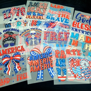 MaMa personnalisé américain joyeux 4 juillet fête <span class=keywords><strong>nationale</strong></span> DTF transfert impression fer sur autocollant vêtements sacs à vêtements prêt à presser - Product Image 6
