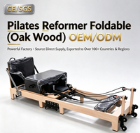 Appareil de Pilates Reformer pliable MJD pour entraînement corporel à domicile (bois de chêne), Reformer Pilates en bois de chêne pour studio de Pilates.