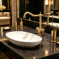 Robinet de lavabo européen traditionnel de luxe à un seul trou, en laiton, à double poignée, avec cartouche céramique, pour lavabo de salle de bain