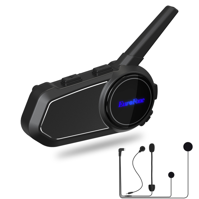 Motorcycle Helmet Headset 6 Riders Intercom with CVC Noise Cancellation Stereo Music, IP67 Waterproof for Full Face Helmet