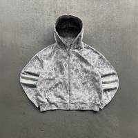 Sweat à capuche zippé pour homme, personnalisé avec logo, imprimé léopard intégral, coupe oversize, épaules tombantes, en coton épais, style camouflage guépard