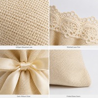 Sacs cadeaux de mariage en jute légers et écologiques avec dentelle et ruban de satin, personnalisables avec logo, vente en gros