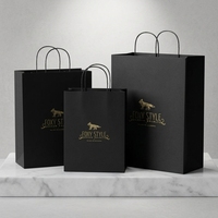 Sac en papier d'art de luxe de marque avec pelliculage mat et logo doré pour vêtements de mode haut de gamme