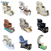 Ensemble de fauteuils de salon modernes de luxe avec dossier inclinable électrique, spa pour les pieds professionnel, massage, manucure et pédicure