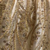 À la mode blanc 3D fleur broderie paillettes perles dentelle garniture tissu pour la décoration de robe de mariée