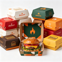 Boîte à hamburger en papier de qualité pour l'emballage avec impression de logo personnalisé