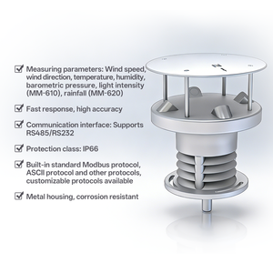 תחנת מזג אוויר מיקרו RS485 חיישן מטאורולוגי סביבתי רב-אלמנטי ניטור אולטרסוני לטמפרטורת מהירות הרוח - Product Image 2