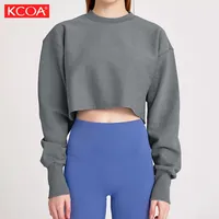Kcoa Groothandel Plain Womens Crew Neck Pullover Cropped Hoodies Sweatshirts