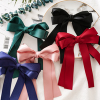 Clarer — queue de cheval en satin pour femme, nouveau modèle, accessoire pour cheveux, tissu multicolore, avec gros nœud, tendance coréenne