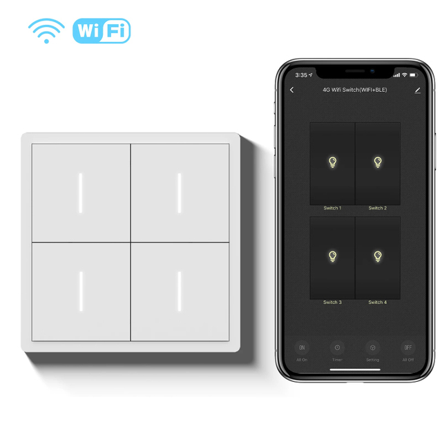 MVAVA PC Panel EU Standard White 4 Gang 220V 16A Tuya Wifi Zigbee Light Click Electric Smart Home Wireless Wall Switch Socket