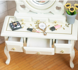 Meubles de maison de poupée Miniature, Table de <span class=keywords><strong>commode</strong></span> en bois avec tiroir miroir, nouvelle collection 2022 - Product Image 5