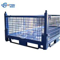 Cage de stockage d'entrepôt, cage de sécurité pour chariot élévateur, grand conteneur métallique pliable, cage de conteneur pliable en métal