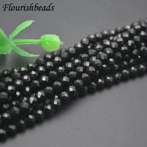 Wholesale Natural <strong>Black</strong> Tourmaline 4mm Diamond Cutting Round Shape Loose <strong>Beads</strong> for Women Jewelry Party Necklace Bracelet Making - Product Image 5