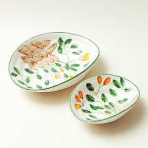 Tigela Oval de Cerâmica Pintada à Mão Kutana <span class=keywords><strong>Ware</strong></span>, Estilo Japonês, com Design Auspicioso de Lingote, Segura para Micro-ondas, para Petiscos e Plantas - Product Image 1