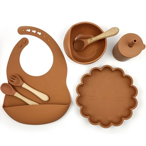 RTS – ensemble d'alimentation en Silicone de qualité alimentaire pour bébé, bol pour bébé avec cuillère et fourchette, bavoir étanche, bols en Silicone pour bébé - Product Image 6