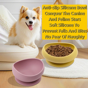 Cuenco de silicona antideslizante para mascotas en stock de fábrica, arco redondo de grado alimenticio con ranura para cuenco, fácil de alimentar y no fácil de desbordar - Product Image 5