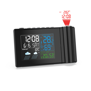 Ewetime Trạm thời tiết không dây đồng hồ bảng mới với thời gian chiếu lịch đèn nền hiển thị báo động nhiệt độ cụ - Product Image 5