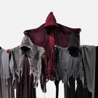 Cape de Cosplay Halloween Grim Reaper, Costume de Squelette, Cape Rétro Médiévale pour Maison Hantée, Robe d'Horreur, Tenue de Zombie Unisexe Adulte