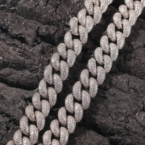 Model Stok Terbaru Rantai Cuban Link 14mm 3D Full Diamond untuk Pria, Kalung Miami Cuban Iced Out Bling - Product Image 4