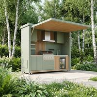 Îlot BBQ d'extérieur avec plan de travail en pierre frittée, barbecue intégré en acier inoxydable 304 et réfrigérateur pour villa au bord de la piscine