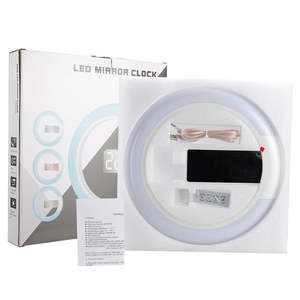 EMAFモダンな室内装飾ファッション3D吊り下げ式電気アートデジタル12インチミラーサンネオンナイトアラームスヌーズLEDウォールクロック - Product Image 3