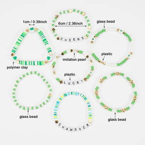 Fashion Jewelry St Patrick's Day <b>Beaded</b> <b>Bracelets</b> Set Green Shamrock Party Accessories Unisex Made In China - Product Image 3