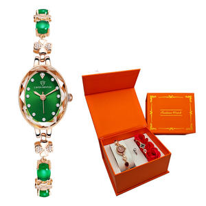 Reloj de cuarzo, reloj de nicho de lujo asequible, reloj de pulsera moderno, impermeable y decorado con esmeraldas para mujer - Product Image 5