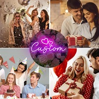 Neonawall – enseigne néon personnalisée à double cœur, lumière LED à intensité variable, alimentée par USB, décoration murale pour la Saint-Valentin, cadeau d'anniversaire