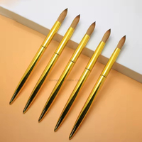 Vente chaude Or Métal Poignée Réel Premium Kolinsky Cheveux Tête Ronde Acrylique Brosse À Ongles pour Acrylique Ongles Art Kolinsky Brosse