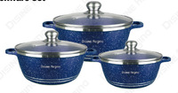 Ensemble de casseroles en alliage d'aluminium OEM ODM de 10 pièces avec poignée amovible, revêtement antiadhésif pour la maison, le restaurant et la cuisine
