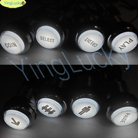 1 pièce Bouton d'arcade LED rond de 33 mm, plaqué argent, en plastique, à monnayeur simple/double, micro-interrupteur pour console de jeu, version anglaise