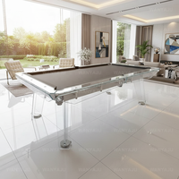 Table de baby-foot de luxe haut de gamme en verre, style italien moderne, avec barre transversale en métal et éléments en acier inoxydable et cristal trempé