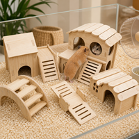 En gros Balançoire à bascule pour hamster, petit nid, maison en bois massif, cabane de repos pour hamster d'or, fournitures pour animaux de compagnie, sans toit