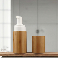 Emballage cosmétique en plastique avec couvercle en bambou naturel et intérieur en mousse, 15 ml, pour sérum de soin de la peau, traitement par pompe